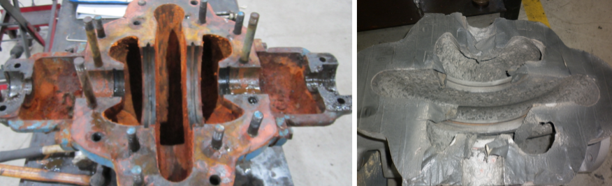 Old rusted/corroded casings, blasted and ready for coating preparation
