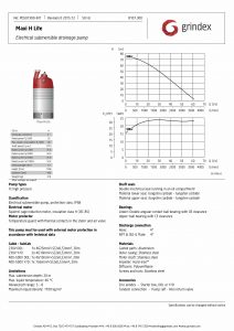 Data Sheet for Grindex Maxi H Lite Submersible Pump