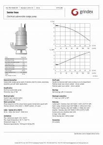Data Sheet for Grindex Senior Inox Electrical Submersible Pump