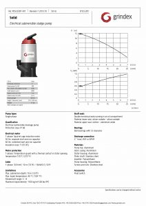 Data Sheet for Grindex Solid Electrical Submersible Sludge Pump