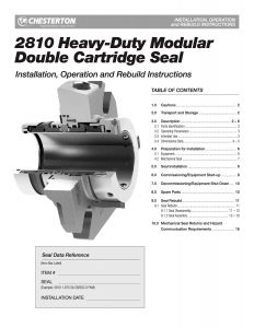 Installation Instructions Chesterton 2810 Heavy Duty Modular Double Cartridge Seal
