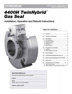  Installation Instructions Chesterton 4400 TwinHybrid Gas Seal