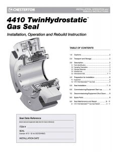 Installation Instructions Chesterton 4410 TwinHydrostatic Gas Seal