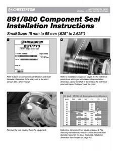 Installation Instructions Chesterton 891-880 Component Seal 16-65